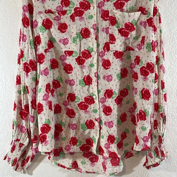 FATE The Alessandro Floral Blouse Long Sleeve Size Large NEW - Picture 6 of 16